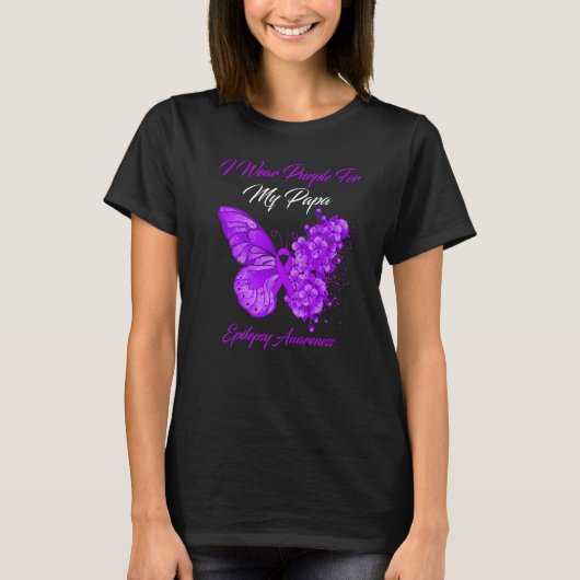 T-shirt Papillon Je Porte Violet Pour Mon Papa Épilepsie A (Devant)