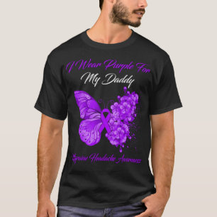 T-shirt Papillon Je Porte Violet Pour Mon Papa Migraine He