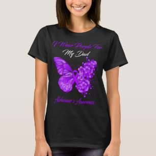 T-shirt Papillon Je Porte Violet Pour Mon Père Alzheimer