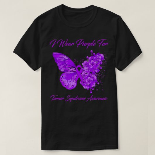 T-shirt Papillon Je Porte Violet Pour Turner Syndrome Awar (Design devant)