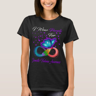 T-shirt Papillon Je Porte Violet Pour Violence Domestique