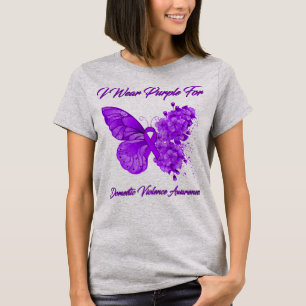 T-shirt Papillon Je Porte Violet Pour Violence Domestique