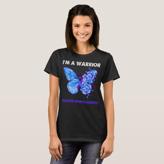 T-shirt Papillon Je suis un guerrier Rheumatoid Arthrite A (Devant entier)