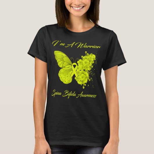T-shirt Papillon Je suis un guerrier Spina Bifida Sensibil (Devant)