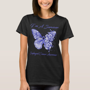 T-shirt Papillon Je suis un survivant Cancer de l’oesophag