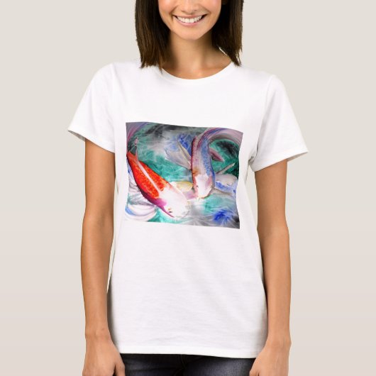 T-shirt Papillon Koi aquarelle japonais Poisson Art (Devant)