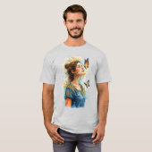 T-shirt Papillon Lady sur un Gris (Devant entier)