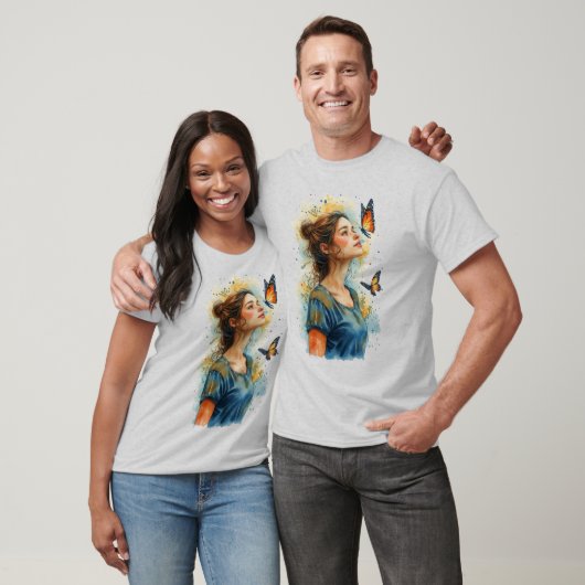 T-shirt Papillon Lady sur un Gris (Unisexe)