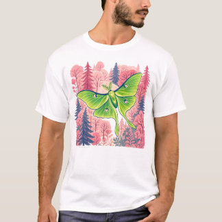 T-shirt Papillon lune forêt rose