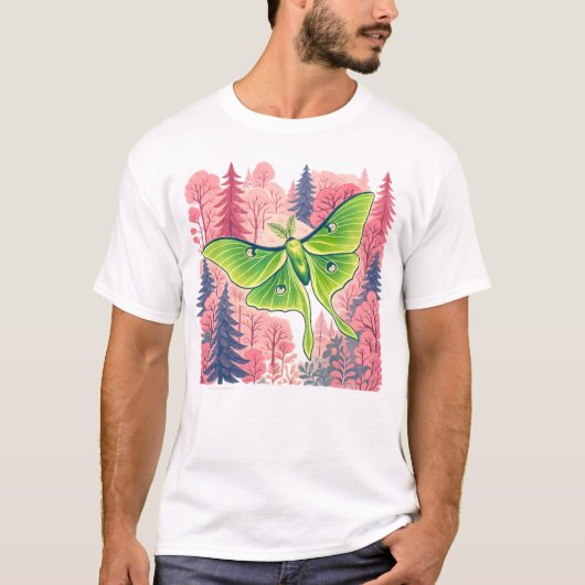 T-shirt Papillon lune forêt rose (Devant)