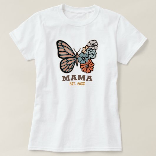 T-shirt Papillon maman avec l'année est. Rapprocher les fe (Design devant)