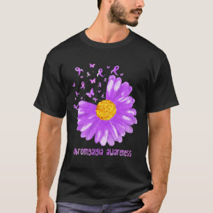 T-shirt Papillon marguerrier violet ruban Fibromyalgie