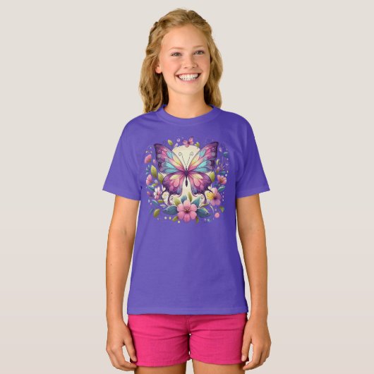 T-shirt Papillon mignon et coloré (Devant entier)