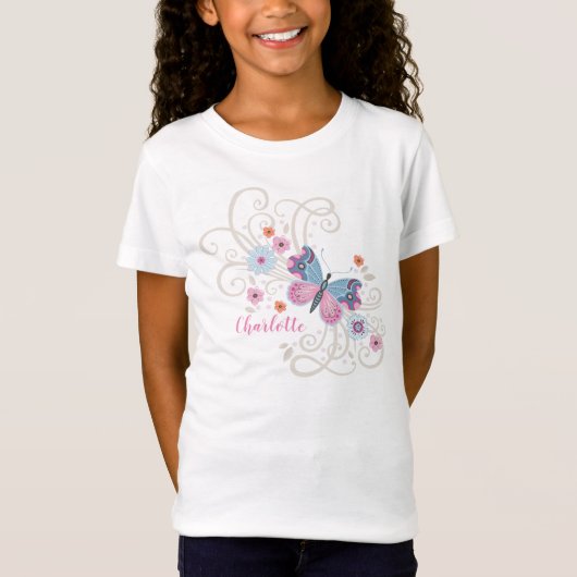T-Shirt Papillon mignonne fille (Devant)
