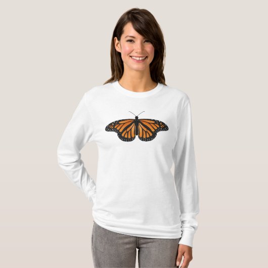 T-shirt Papillon monarque à long manche T (Devant entier)