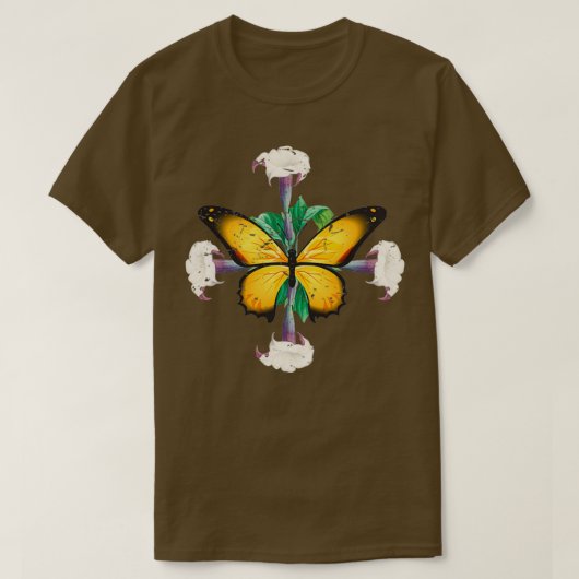 T-shirt Papillon Monarque avec mandala feuille de fleurs d (Design devant)