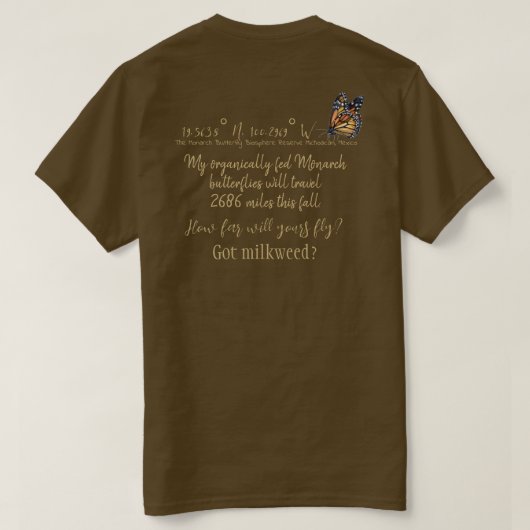 T-shirt Papillon monarque de latitude et longitude personn (Design dos)
