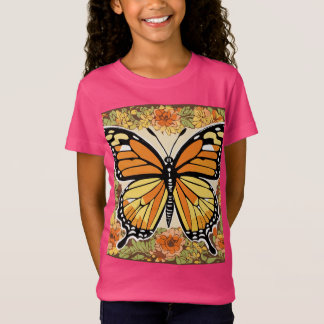 T-Shirt Papillon Monarque expressionniste avec Patte Flora