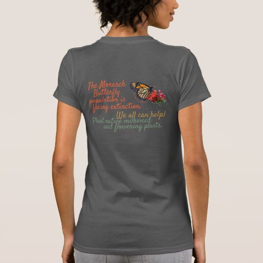 T-shirt Papillon monarque sur des fleurs (Dos)
