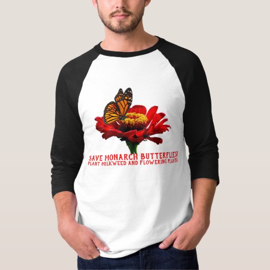 T-shirt Papillon monarque sur fleur (Devant)