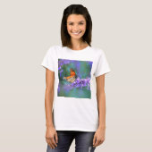 T-shirt Papillon Monarque sur Fleur violette lilas (Devant entier)