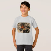 T-shirt Papillon Monarque sur les feuilles Enfants Nature  (Devant entier)