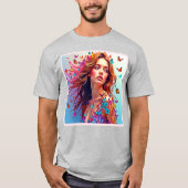 T-shirt Papillon Muse Portrait Art (Devant)