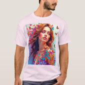 T-shirt Papillon Muse Portrait Art (Devant)