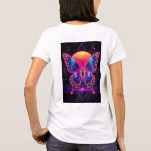 T-shirt Papillon Néon Synthwave Art Sunset