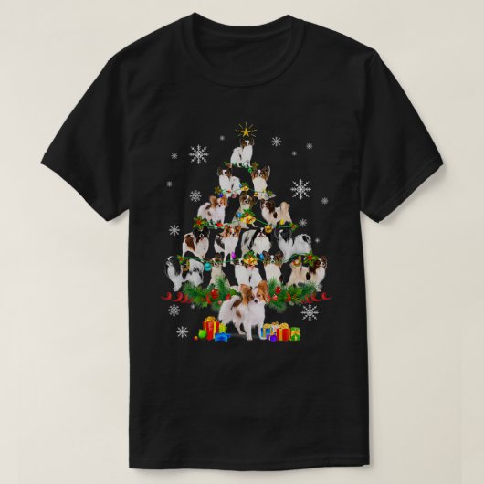 T-shirt Papillon Noël Arbre Lumières Drôle Chien Xmas Cade (Design devant)