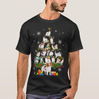 T-shirt Papillon Noël Arbre Lumières Drôle Chien Xmas Cade