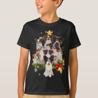 T-shirt Papillon Noël Arbre Lumières Drôle Chien Xmas Cade