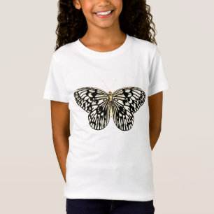 T-Shirt Papillon noir et blanc, arrière - plan corail rose