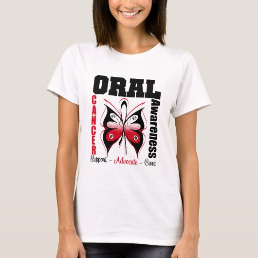 T-shirt Papillon oral de conscience de Cancer (Devant)