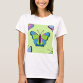 T-shirt Papillon patchwork sur fond vert (Devant)