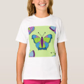 T-shirt Papillon Patchwork sur Fond Vert (Devant)