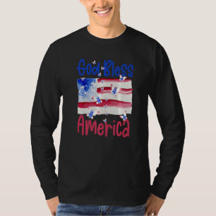 T-shirt Papillon Patriotique Usa Drapeau Pour Femmes Dieu 