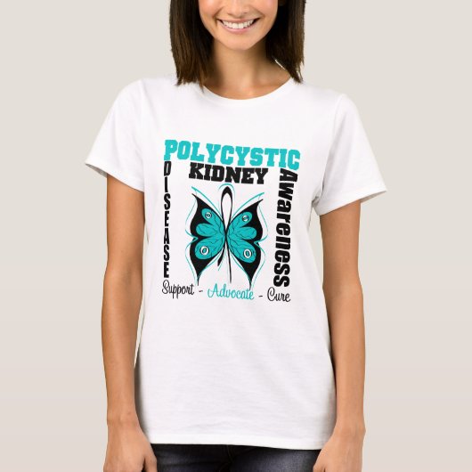 T-shirt Papillon Polycystic de conscience de maladie (Devant)