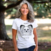 T-shirt Papillon Portrait Black Line Illustration