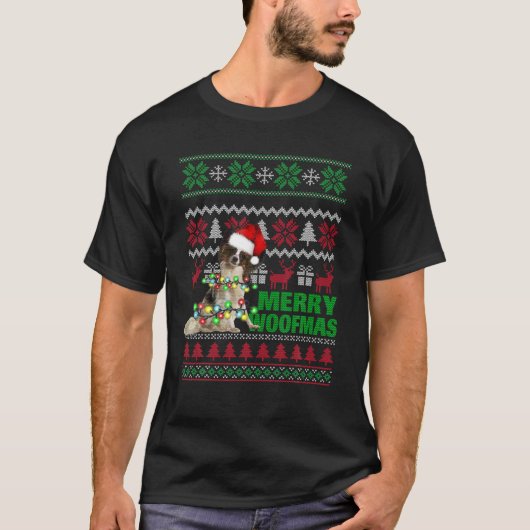 T-shirt Papillon pour joyeux Woofmas laides pulls de Noël (Devant)