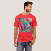 T-shirt Papillon psychédélique coloré et fleurs (Devant entier)