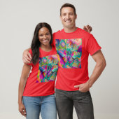 T-shirt Papillon psychédélique coloré et fleurs (Unisexe)
