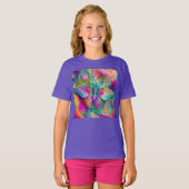 T-shirt Papillon psychédélique coloré et fleurs (Devant entier)