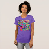 T-shirt Papillon psychédélique coloré et fleurs (Devant entier)