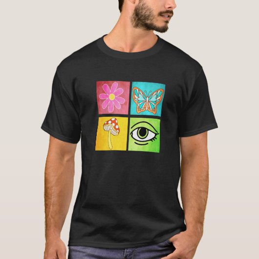 T-shirt Papillon Rétro Fleur de Daisy Champignon Groovy Ey (Devant)