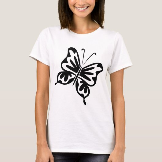 T-shirt Papillon rétro - Noir (Devant)
