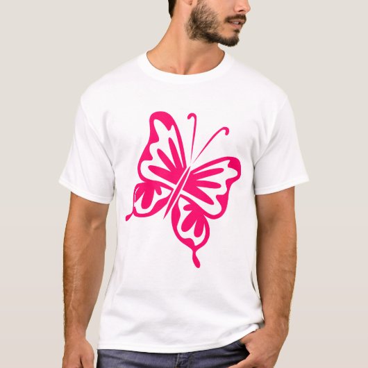 T-shirt Papillon rétro - Rouge néon (Devant)