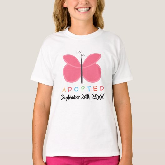T-shirt Papillon rose adopté - chemise faite sur commande (Devant)