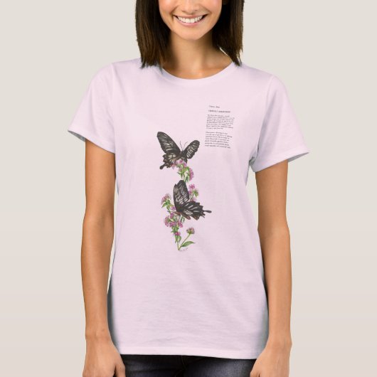 T-shirt Papillon Rose de Ceylan peint à la main (Devant)