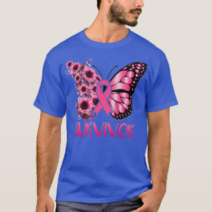T-shirt Papillon rose en forme de cœur Je suis un survivan
